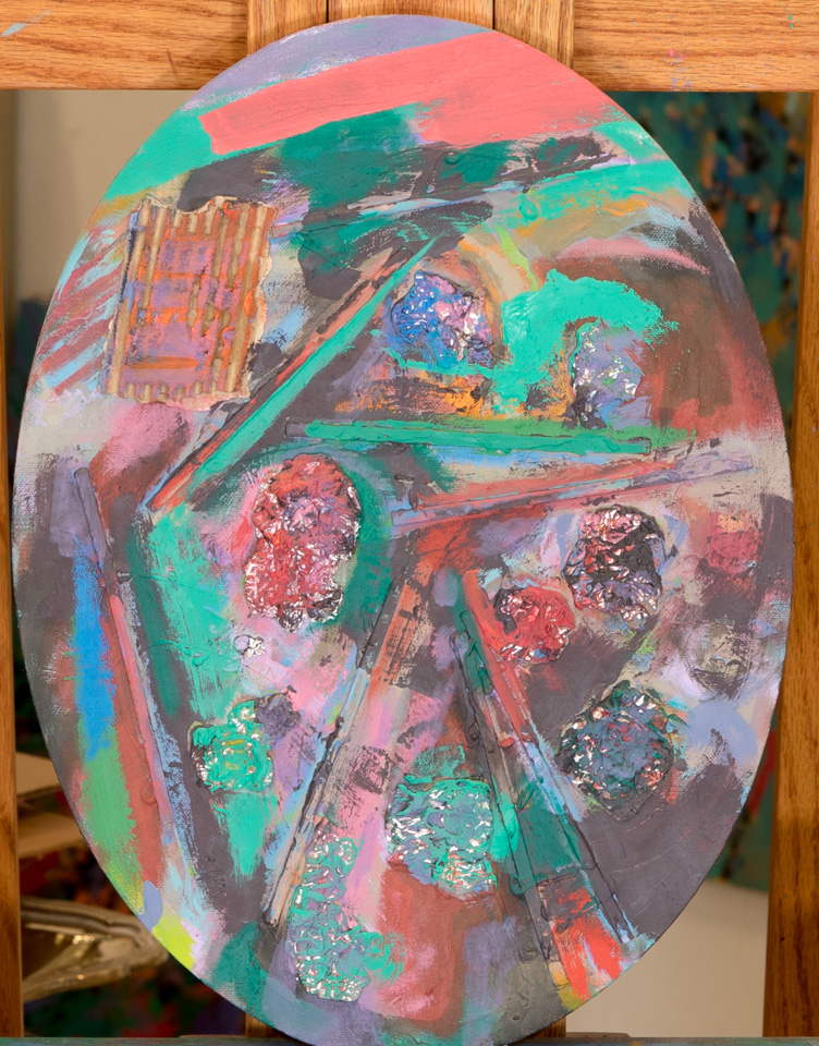Nogales #197 is an original mixed media painting measuring 16 � 12 inches, completed in 2015 by American Expressionist Landscape painter Bud Holman.