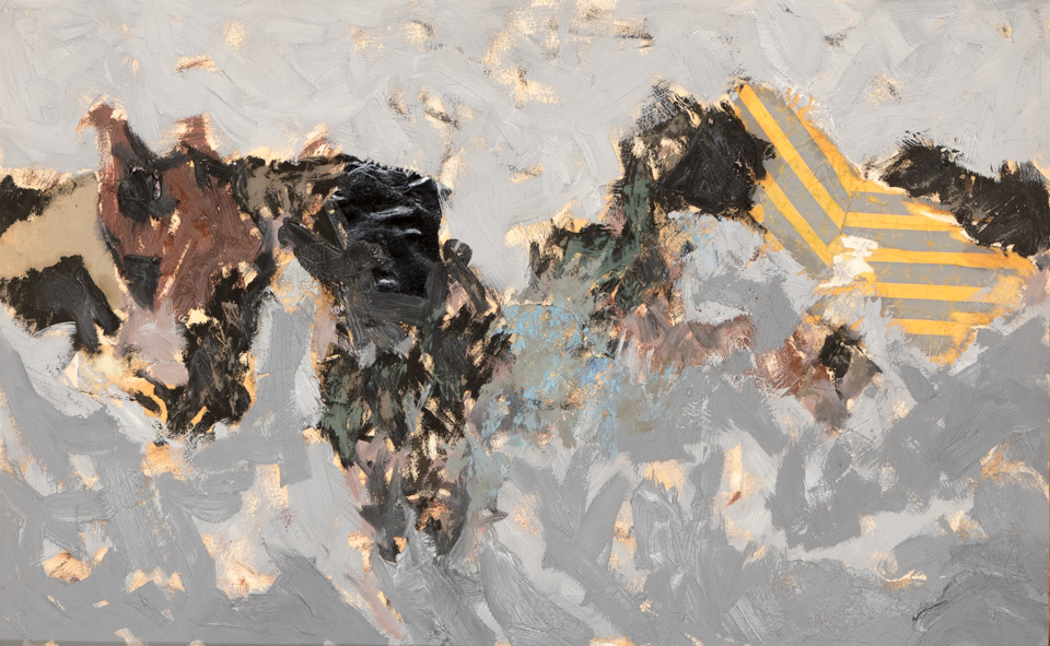 Sagaponack #15 is an original collage with oil painting collage measuring 14 � 22.5 inches, completed in 1964 by American Expressionist Landscape painter Bud Holman.