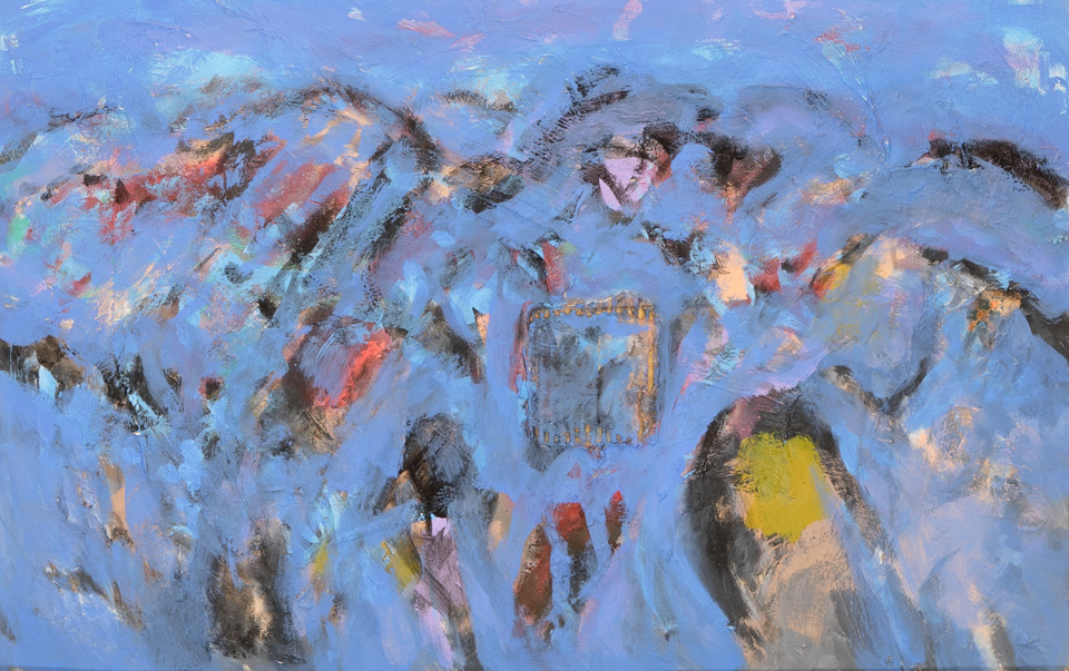 Tuareg Landscape #4 is an original collage with oil painting collage measuring 14 � 22.5 inches, completed in 1974 by American Expressionist Landscape painter Bud Holman.