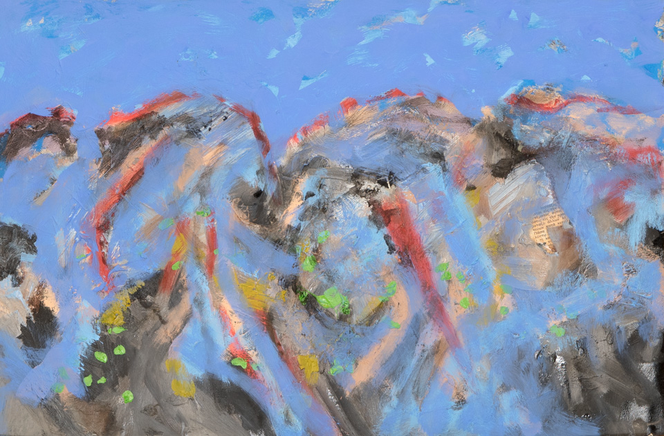 Tuareg Landscape #10 is an original collage with oil painting collage measuring 15 � 22.5 inches, completed in 1974 by American Expressionist Landscape painter Bud Holman.