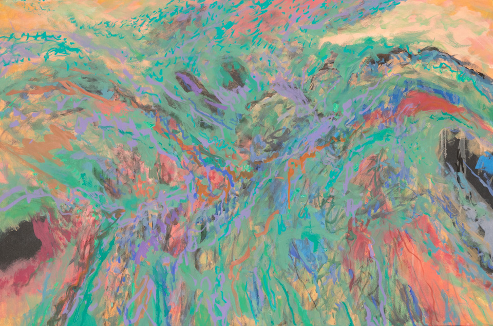 Nogales #206 is an original oil on canvas painting measuring 24 � 36 inches, completed in 2014 by American Expressionist Landscape painter Bud Holman.
