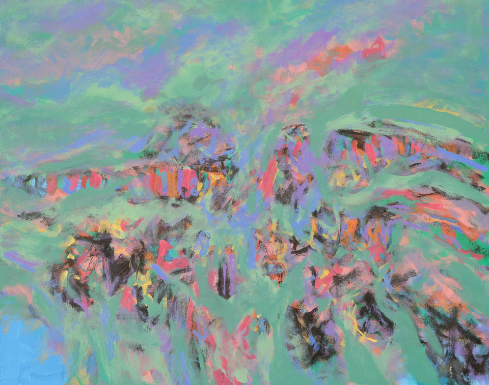 Nogales #209 is an original oil on canvas painting measuring 24 � 30 inches, completed in 2014 by American Expressionist Landscape painter Bud Holman.