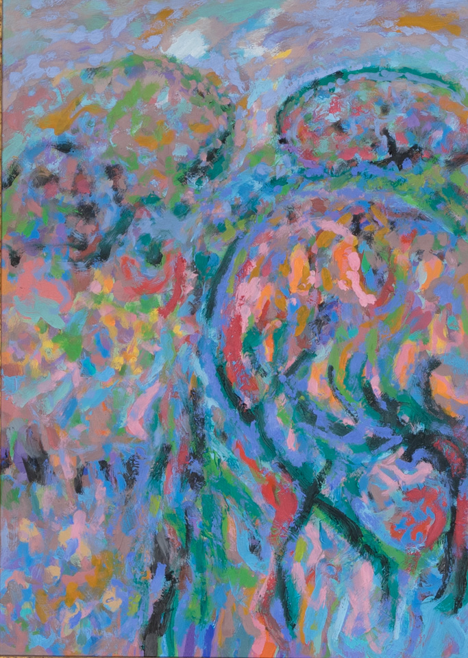 AZ Landscape #2 is an original oil on masonite painting measuring 20.75 � 15 inches, completed in 2004 by American Expressionist Landscape painter Bud Holman.