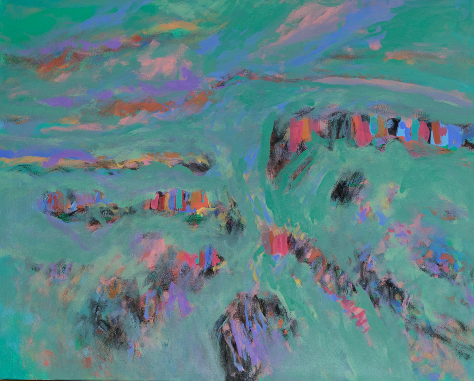 Nogales Landscape 2 is an original oil on canvas painting measuring 24 � 30 inches, completed in 2014 by American Expressionist Landscape painter Bud Holman.