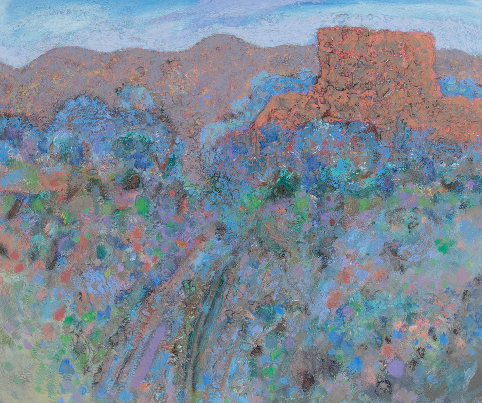 Sedona #4 is an original oil on masonite painting measuring 18 � 22 inches, completed in 1990 by American Expressionist Landscape painter Bud Holman.