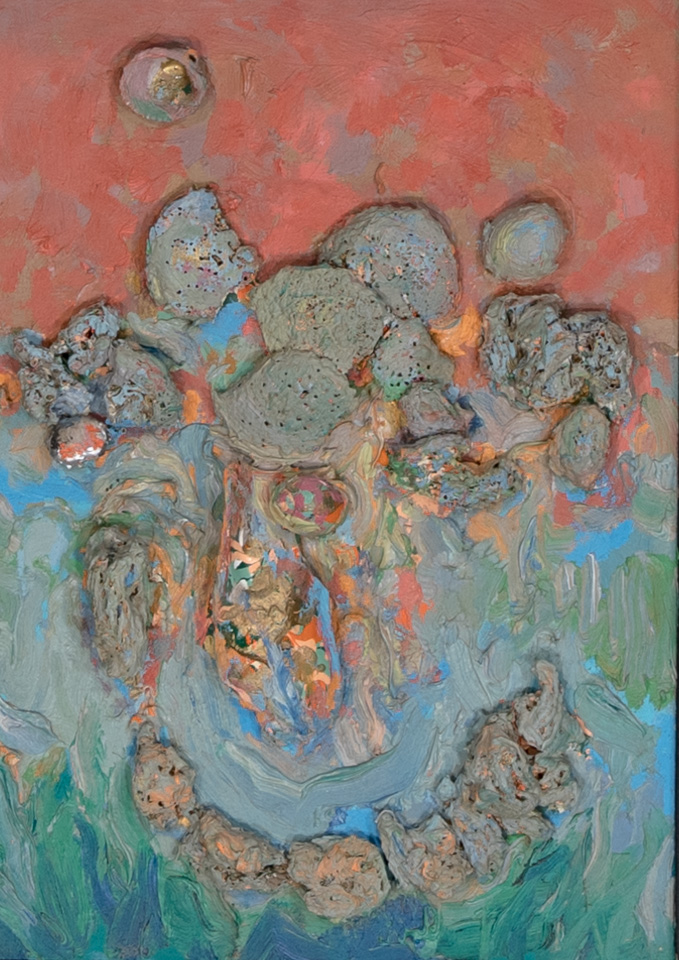 Dutch  Landscape #2 is an original mixed media painting measuring 14 � 10 inches, completed in 1969 by American Expressionist Landscape painter Bud Holman.