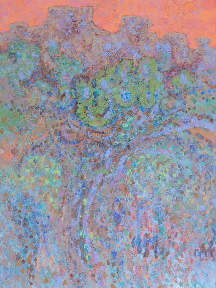 Tesuque #4 is an original oil on masonite painting measuring 32 � 24 inches, completed in 1978 by American Expressionist Landscape painter Bud Holman.