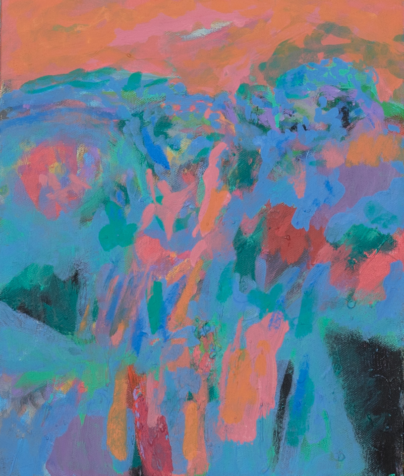 Nogales #253 is an original oil on canvas painting measuring 12 � 10 inches, completed in 2012 by American Expressionist Landscape painter Bud Holman.