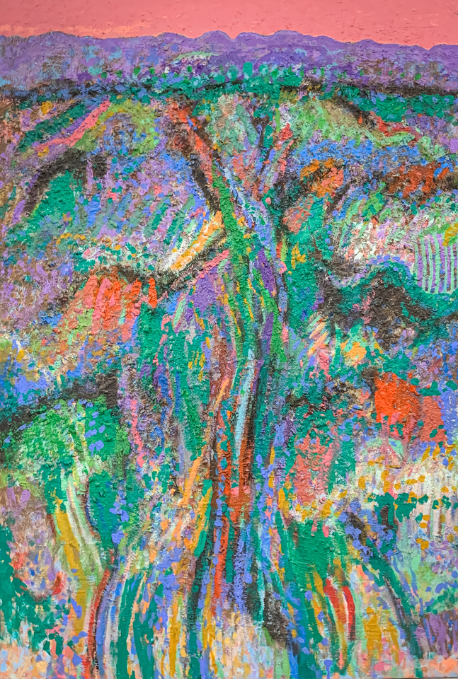 untitled is an original oil on canvas painting measuring 56 � 53 inches, completed in 2019 by American Expressionist Landscape painter Bud Holman.