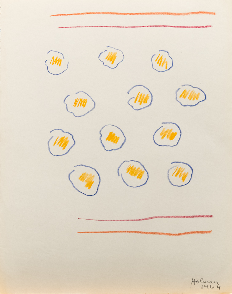 unnamed is an original crayon drawing measuring 13.5 � 10.75 inches, completed in 1964 by American Expressionist Landscape painter Bud Holman.