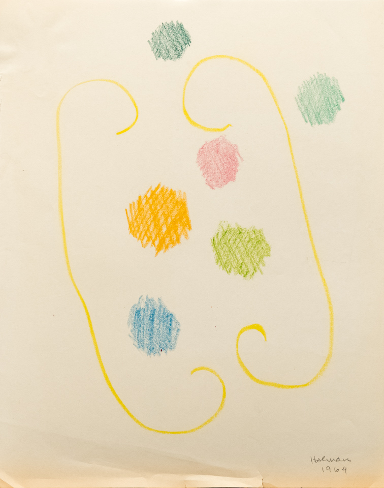 unnamed is an original crayon drawing measuring 13.5 � 10.75 inches, completed in 1964 by American Expressionist Landscape painter Bud Holman.