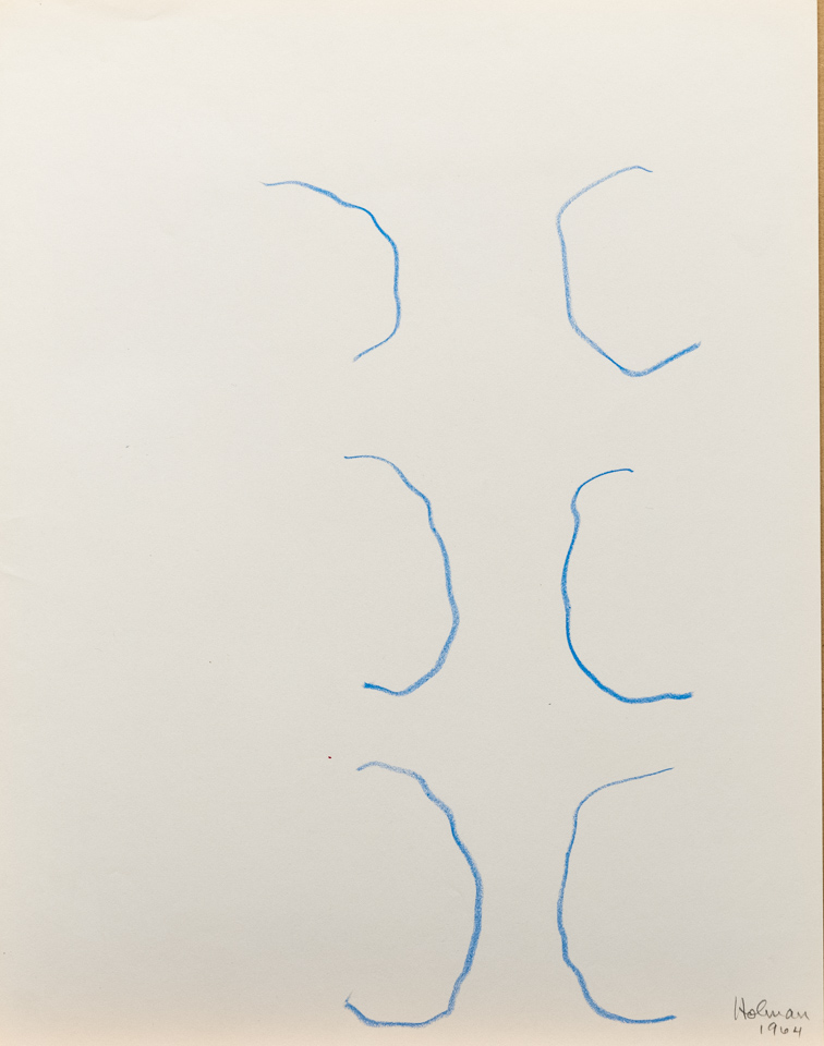 unnamed is an original crayon drawing measuring 13.5 � 10.75 inches, completed in 1964 by American Expressionist Landscape painter Bud Holman.