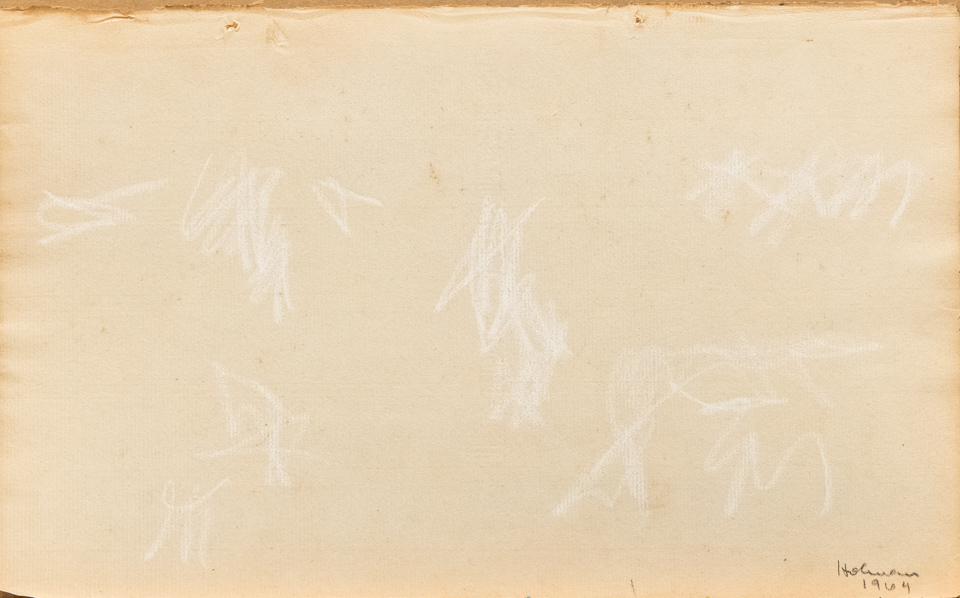 unnamed is an original crayon drawing measuring 8 � 13 inches, completed in 1964 by American Expressionist Landscape painter Bud Holman.