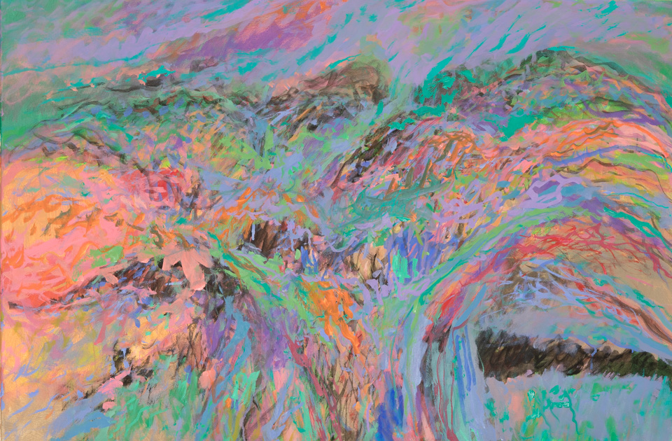Mariposa Road #4 is an original oil on canvas painting measuring 24 � 36 inches, completed in 2014 by American Expressionist Landscape painter Bud Holman.