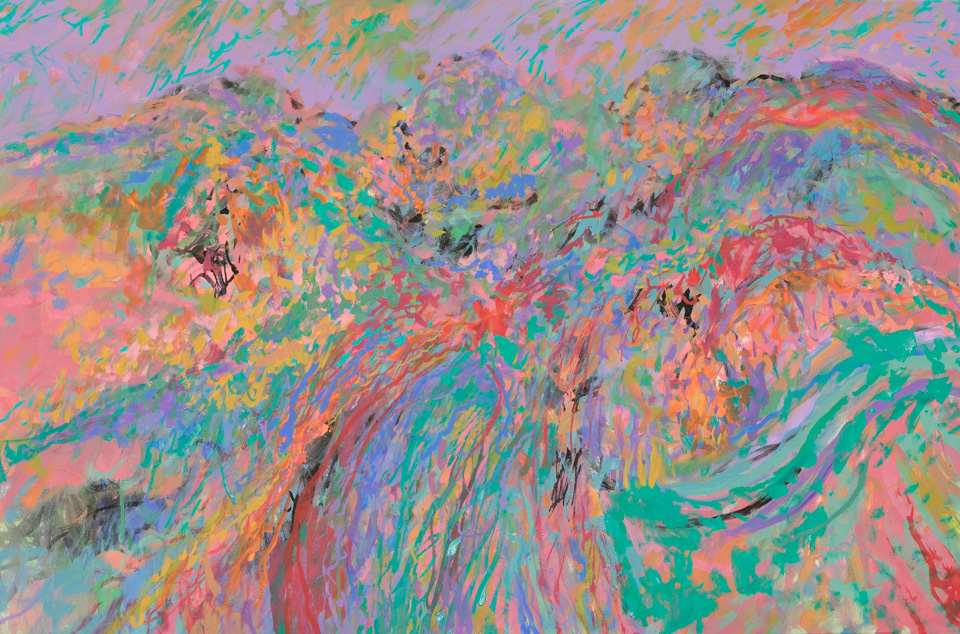 Hi Jolly #8 is an original oil on canvas painting measuring 24 � 36 inches, completed in 2007 by American Expressionist Landscape painter Bud Holman.