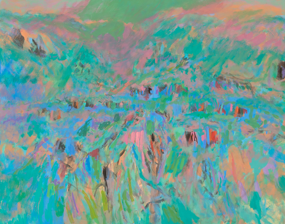 Burgenstock #3 is an original oil on canvas painting measuring 24 � 30 inches, completed in 2016 by American Expressionist Landscape painter Bud Holman.