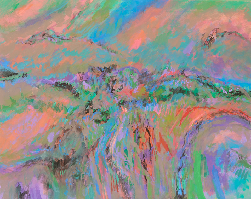 Upper Canyon Road #2 is an original oil on canvas painting measuring 24 � 30 inches, completed in 2017 by American Expressionist Landscape painter Bud Holman.