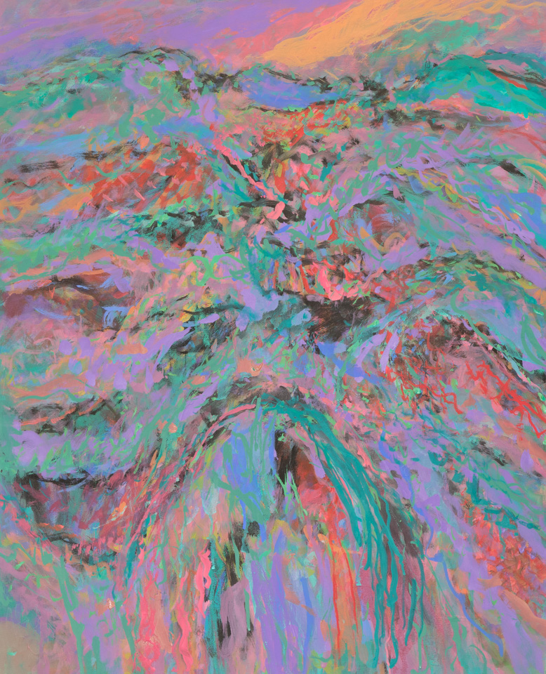 Canyon Road S.F. #2 is an original oil on canvas painting measuring 30 � 24 inches, completed in 2017 by American Expressionist Landscape painter Bud Holman.