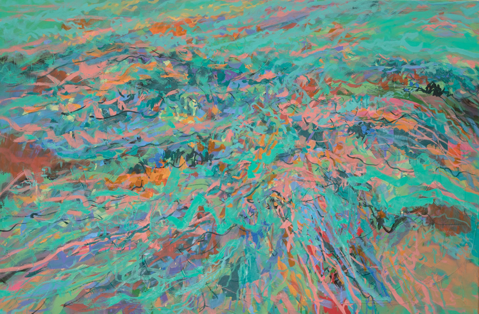 Rio Rico, AZ #3 is an original oil on canvas painting measuring 24 � 36 inches, completed in 2018 by American Expressionist Landscape painter Bud Holman.