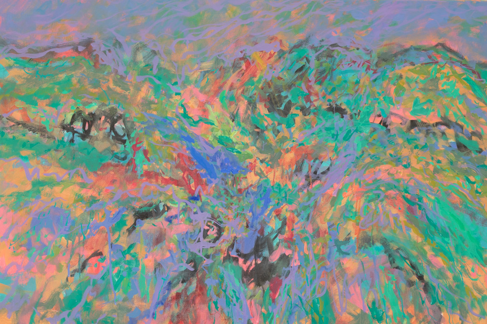 Rio Rico, AZ #7 is an original oil on canvas painting measuring 24 � 36 inches, completed in 2018 by American Expressionist Landscape painter Bud Holman.