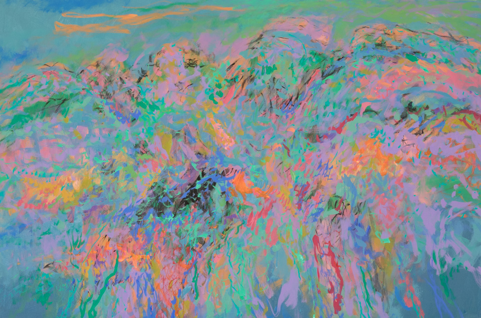 Cochise Co, Spring #2 is an original oil on canvas painting measuring 24 � 36 inches, completed in 2017 by American Expressionist Landscape painter Bud Holman.