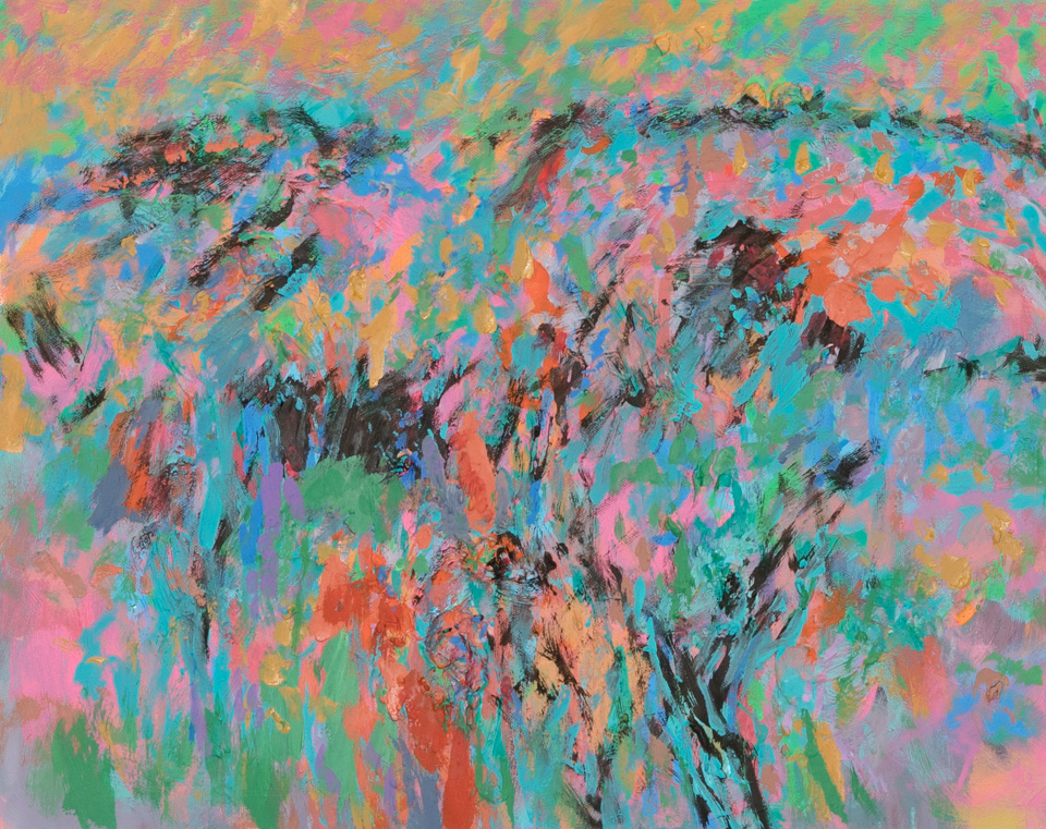 Rancho Kickapoo #13 is an original oil on canvas painting measuring 16 � 20 inches, completed in 2015 by American Expressionist Landscape painter Bud Holman.