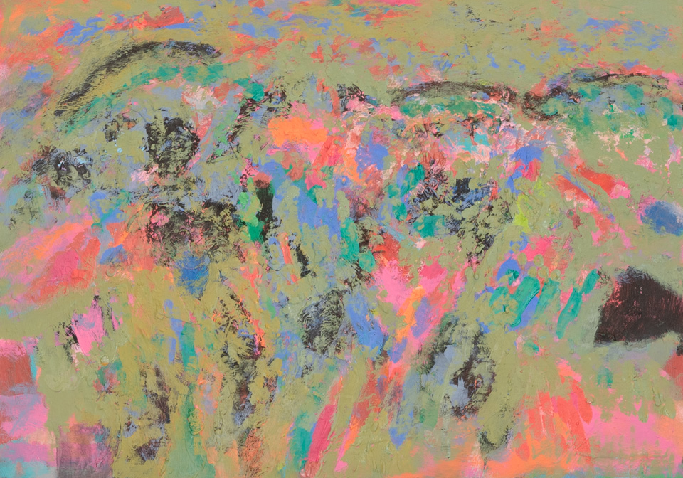 El Coyote Canyon #3 is an original oil on masonite painting measuring 15 � 20.5 inches, completed in 2015 by American Expressionist Landscape painter Bud Holman.