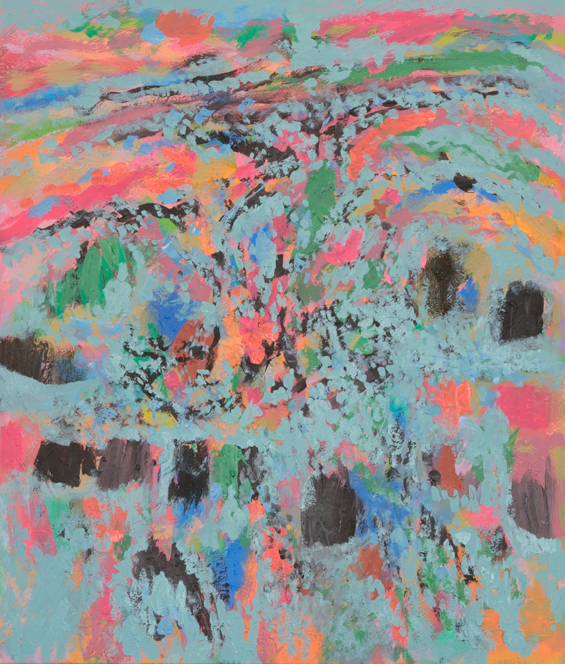 El Coyote Canyon #4 is an original oil on masonite painting measuring 21.5 � 18 inches, completed in 2016 by American Expressionist Landscape painter Bud Holman.