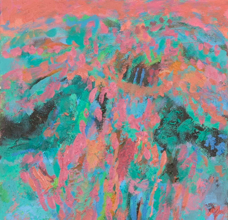 Rancho Hermosa #8 is an original oil on canvas painting measuring 12 � 12 inches, completed in 2016 by American Expressionist Landscape painter Bud Holman.