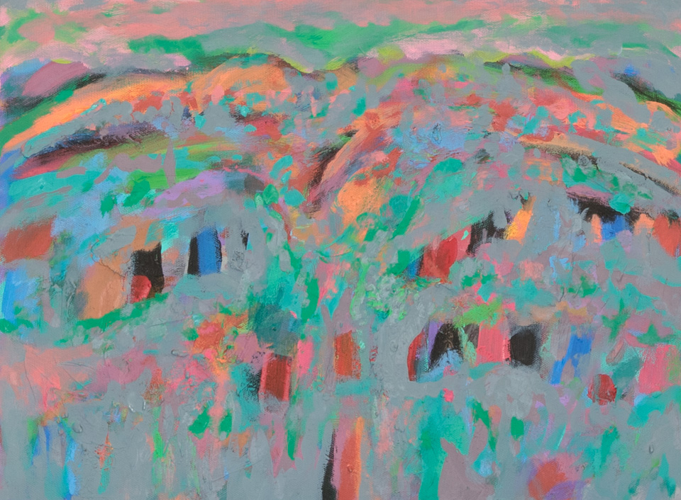 Nogales #46 is an original oil on canvas painting measuring 12 � 16 inches, completed in 2011 by American Expressionist Landscape painter Bud Holman.