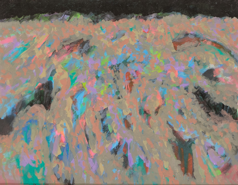 Nogales #76 is an original oil on panel painting measuring 14 � 18 inches, completed in 2007 by American Expressionist Landscape painter Bud Holman.