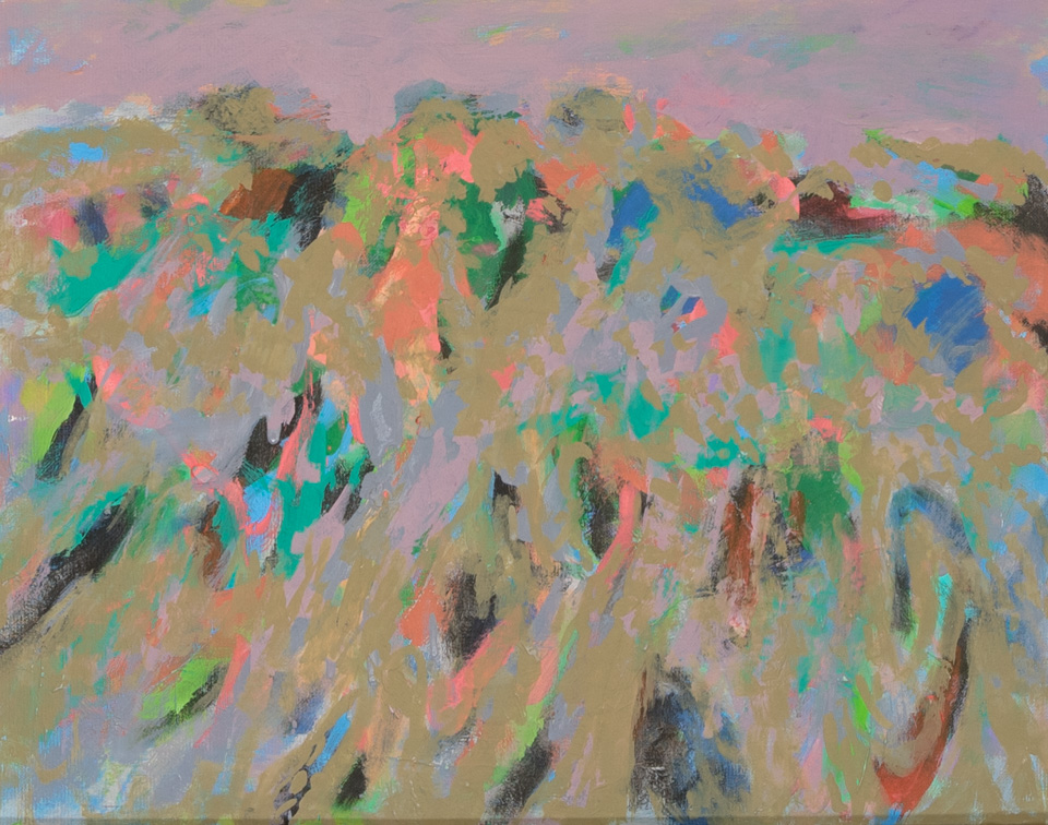 Nogales #75 is an original oil on panel painting measuring 14 � 18 inches, completed in 2007 by American Expressionist Landscape painter Bud Holman.