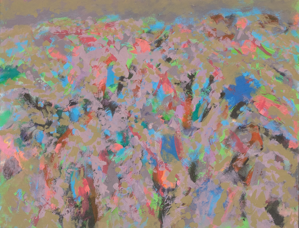 Nogales #73 is an original oil on panel painting measuring 14 � 18 inches, completed in 2007 by American Expressionist Landscape painter Bud Holman.