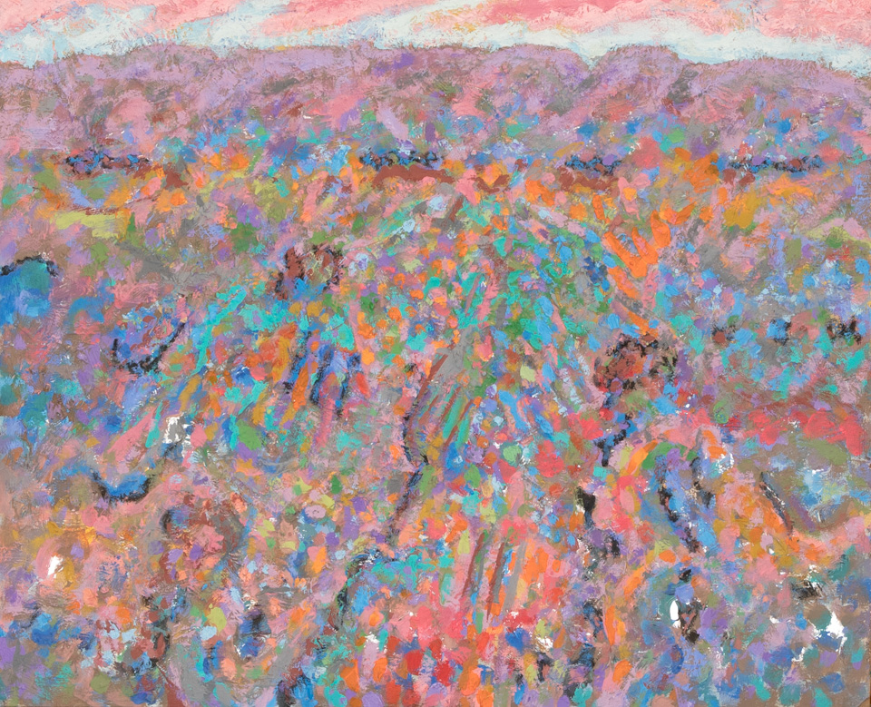 Nogales #119 is an original oil on masonite painting measuring 20 � 24 inches, completed in 2007 by American Expressionist Landscape painter Bud Holman.