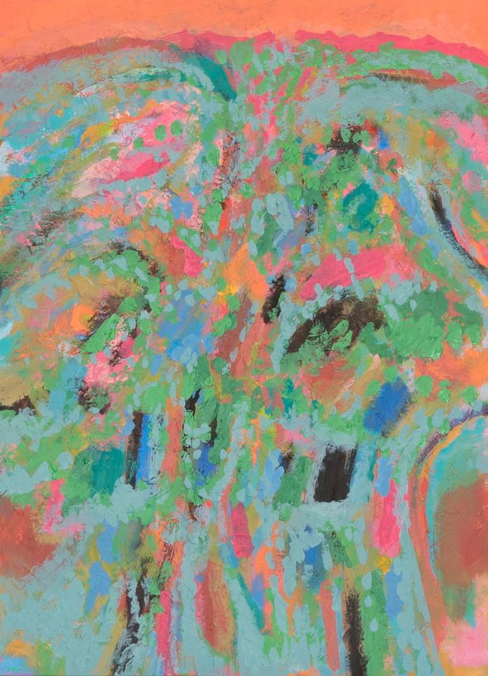 Nogales #127 is an original oil on masonite painting measuring 20.5 � 15 inches, completed in 2016 by American Expressionist Landscape painter Bud Holman.
