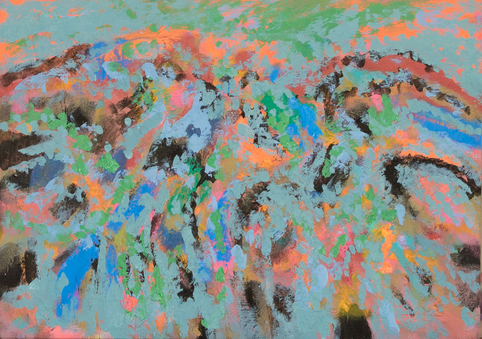 Nogales #131 is an original oil on board painting measuring 15 � 20.5 inches, completed in 2005 by American Expressionist Landscape painter Bud Holman.