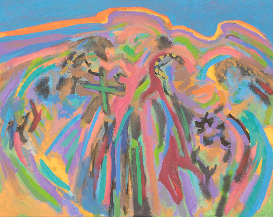 Tucson #14 is an original oil on canvas painting measuring 16 � 20 inches, completed in 1997 by American Expressionist Landscape painter Bud Holman.