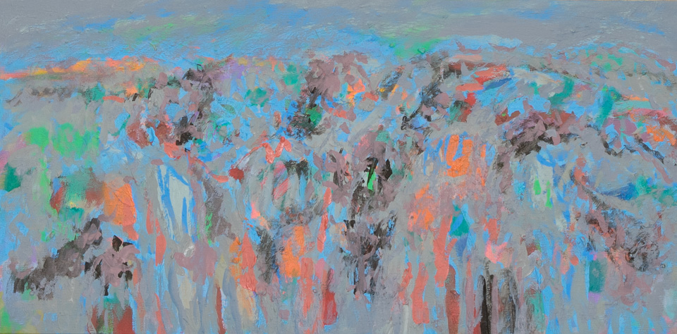Nogales #177 is an original oil on canvas painting measuring 12 � 24 inches, completed in 2010 by American Expressionist Landscape painter Bud Holman.
