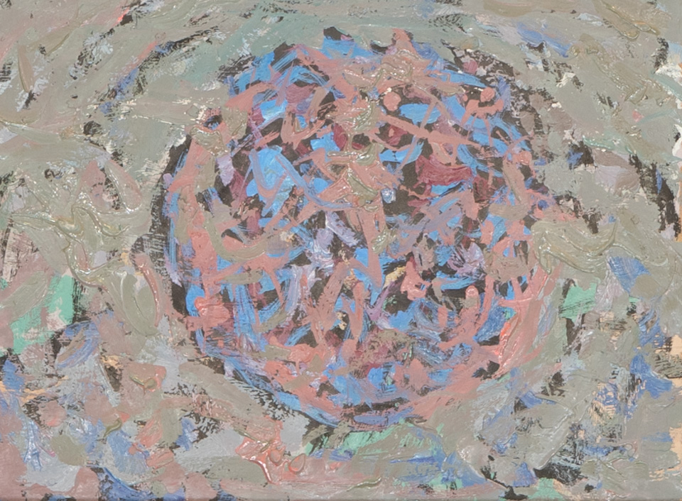 Mud Pie #36 is an original oil on masonite painting measuring 8 � 10 inches, completed in 1983 by American Expressionist Landscape painter Bud Holman.
