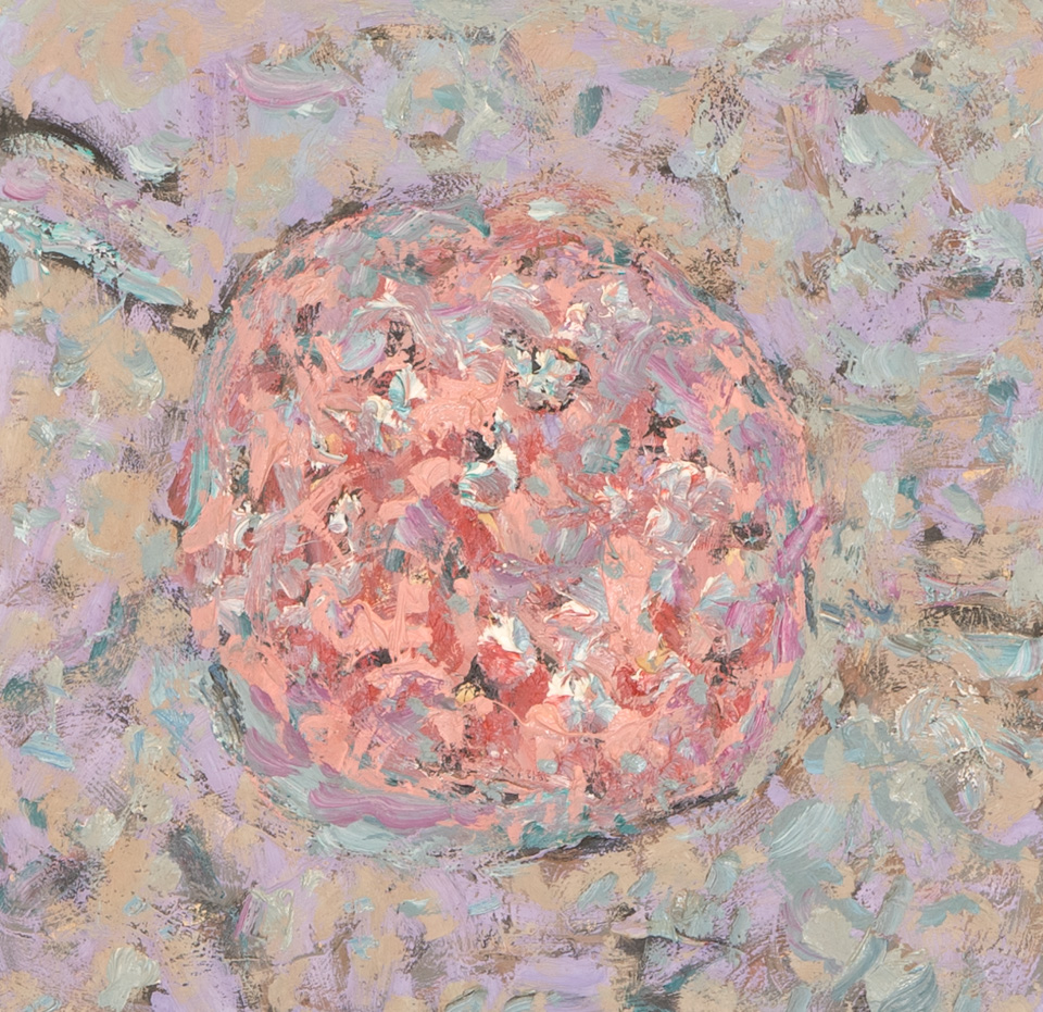 Mud Pie #54 is an original oil on styrofoam painting measuring 12 � 12 inches, completed in 1983 by American Expressionist Landscape painter Bud Holman.