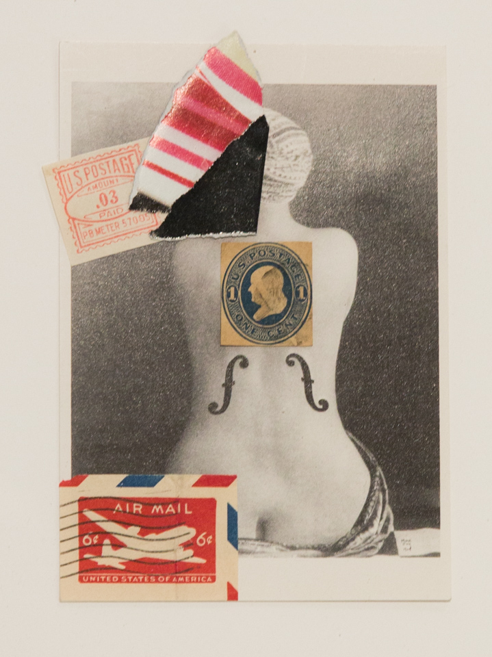 Altered Postcard is an original collage with photograph fragments collage measuring 6 × 4 inches, completed in 2007 by American Expressionist Landscape painter Bud Holman.