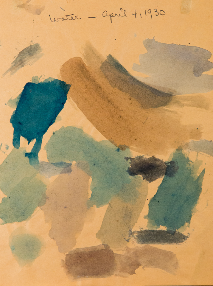 Water is an original watercolor watercolor measuring 10 × 8 inches, completed in 1930 by American Expressionist Landscape painter Bud Holman.