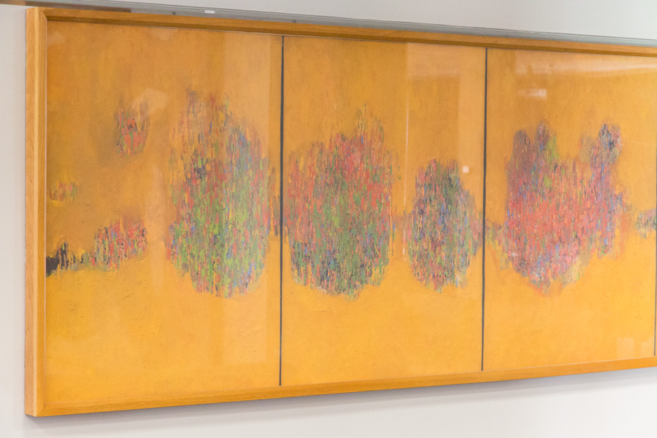 The Creation is an original oil on canvas painting measuring 80 × 36 inches, completed in 1961 by American Expressionist Landscape painter Bud Holman.