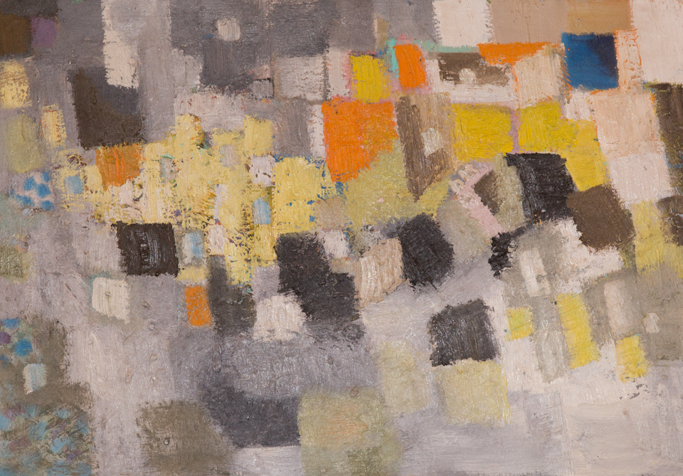 New York #2 is an original oil on panel painting measuring 16 × 24 inches, completed in 1955 by American Expressionist Landscape painter Bud Holman.