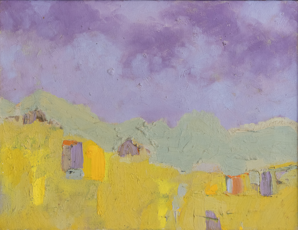 Dunes on Long Island is an original oil on canvas painting measuring 14 × 18 inches, completed in 1959 by American Expressionist Landscape painter Bud Holman.