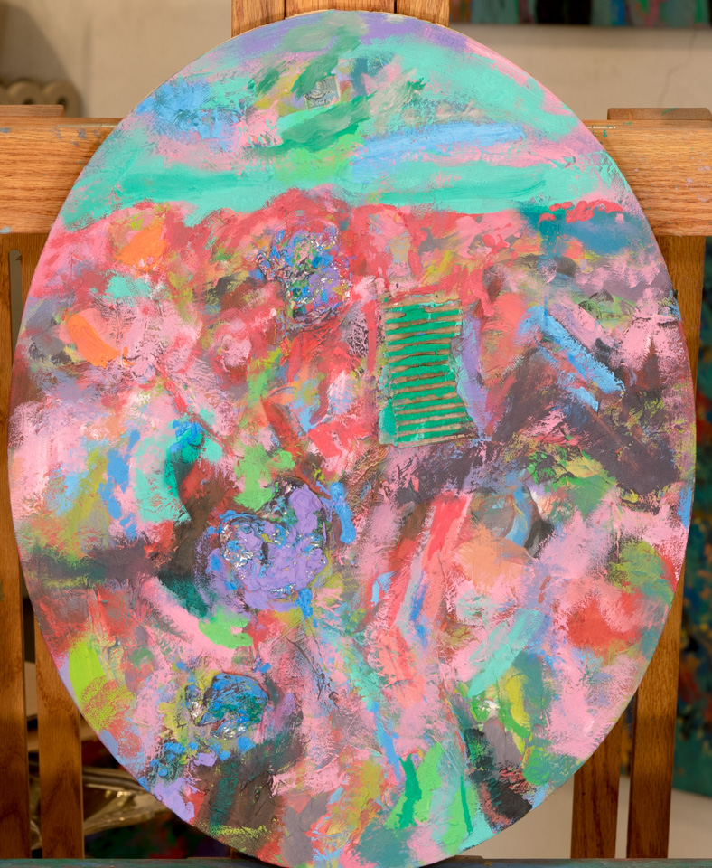 Nogales #199 is an original mixed media painting measuring 20 × 16 inches, completed in 2015 by American Expressionist Landscape painter Bud Holman.