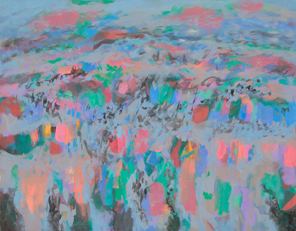 Peggy Hitchcock's Garden #5 is an original oil on canvas painting measuring 22 × 28 inches, completed in 2005 by American Expressionist Landscape painter Bud Holman.