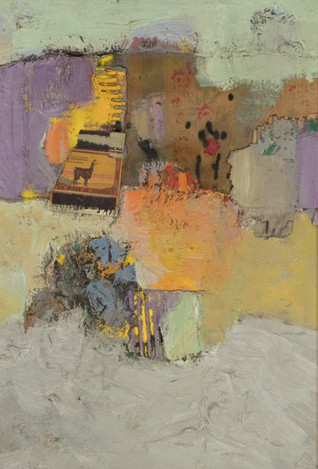 Landscape with Lama is an original oil on board painting measuring 13.5 × 9 inches, completed in 1958 by American Expressionist Landscape painter Bud Holman.