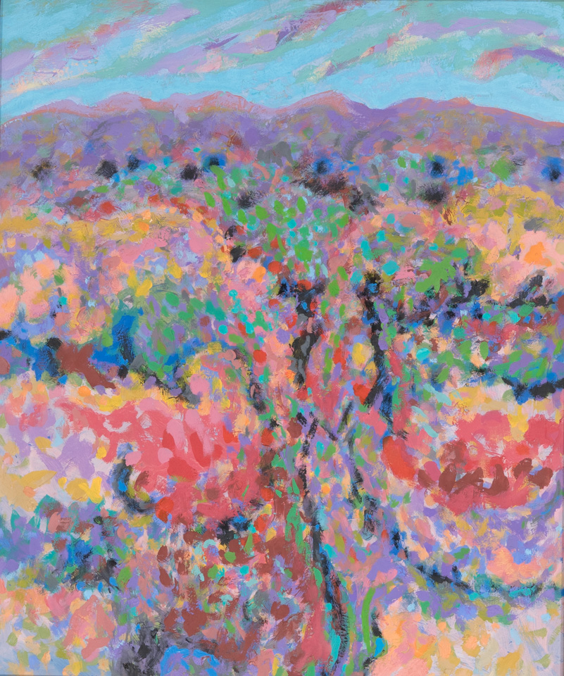 Tumacacori 1 is an original oil on panel painting measuring 21.5 × 18 inches, completed in 1992 by American Expressionist Landscape painter Bud Holman.