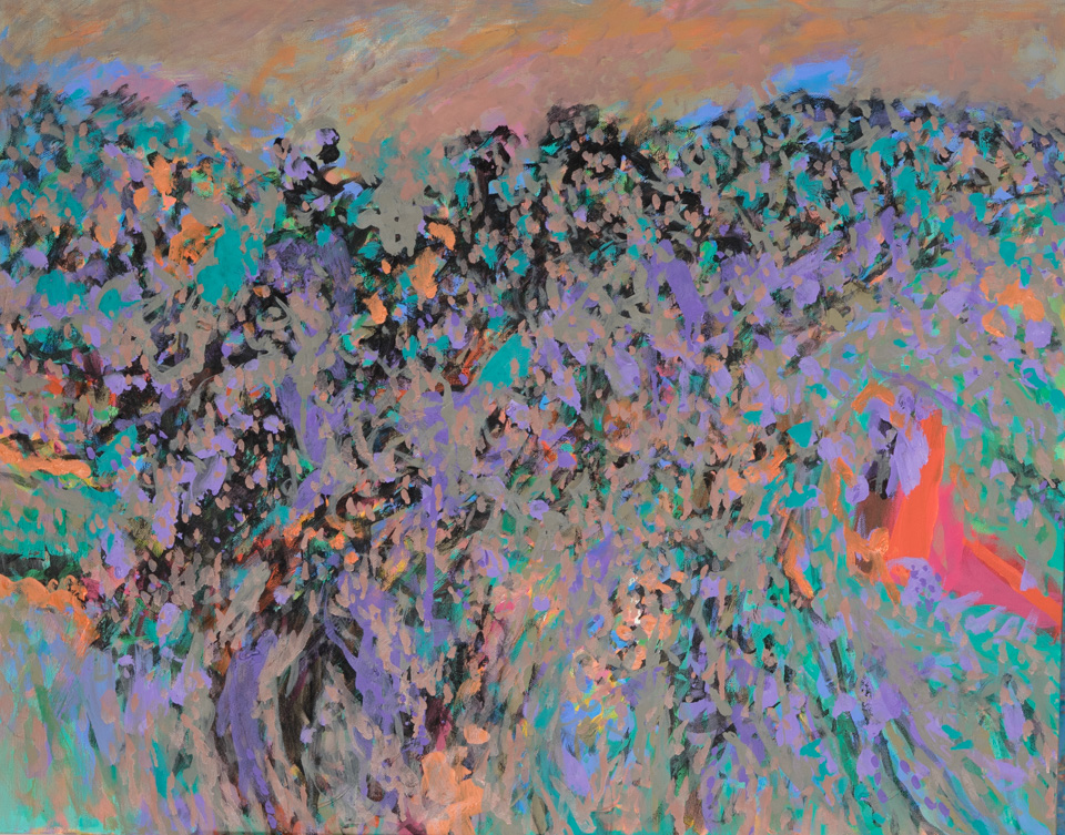 Morocco #52 is an original oil on canvas painting measuring 22 × 28.25 inches, completed in 2003 by American Expressionist Landscape painter Bud Holman.